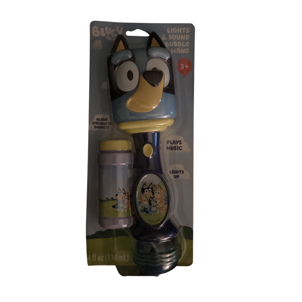 Bluey Lights and Sound Bubble Wand with 4oz Solution Bluey Character Toy New